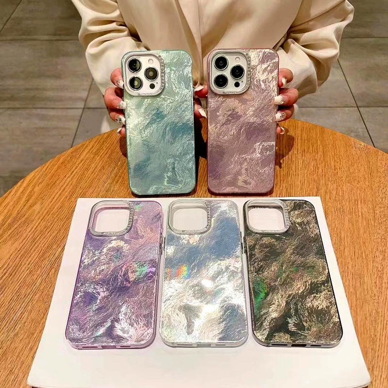 Чехол для iPhone 16 Pro Max с IMD-покрытием и узором под фольгу, с декоративными стразами на объективе, защитный чехол для iPhone 17/13/11/15