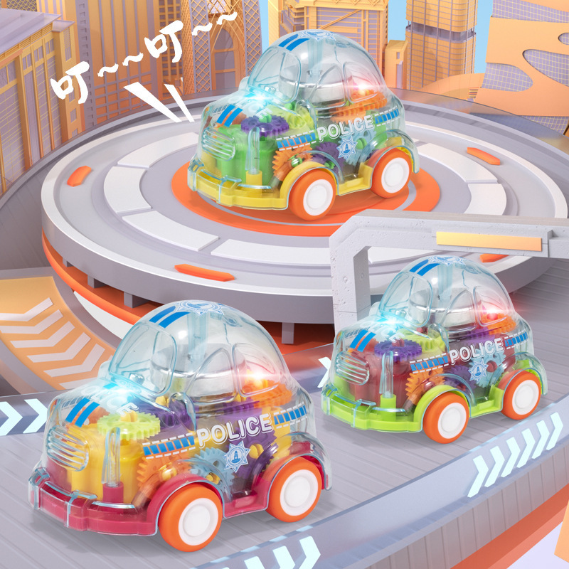 Ding-Dong Gear Toy Car, Durable and Transparent, Light-Up Inertia Toy Car, Exquisite Gift, Small Car Toy