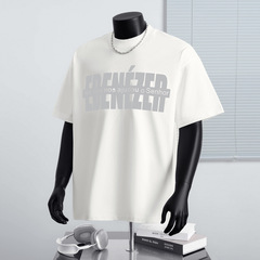 夏のニッチなメンズウェア、アメリカンストリートスタイル、300gヘビーウェイトTシャツ、メンズ純綿レタープリント半袖、トレンドブランドトップス、レディース