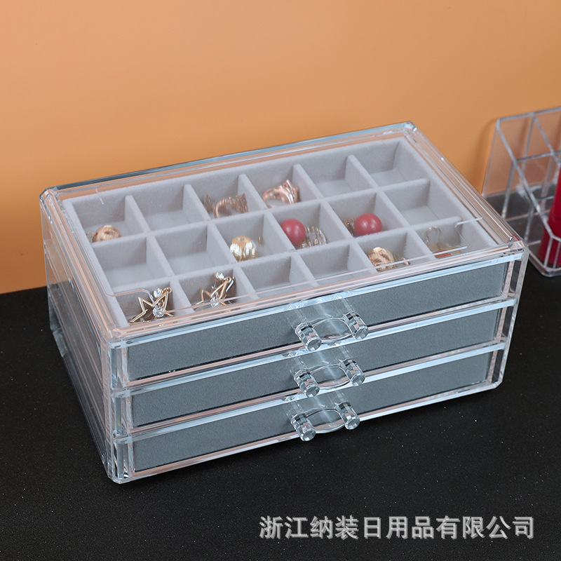 Joyas caja de almacenamiento a prueba de polvo pendientes joyería multi-red caja de organización anillo transparente anillo clasificación al por mayor