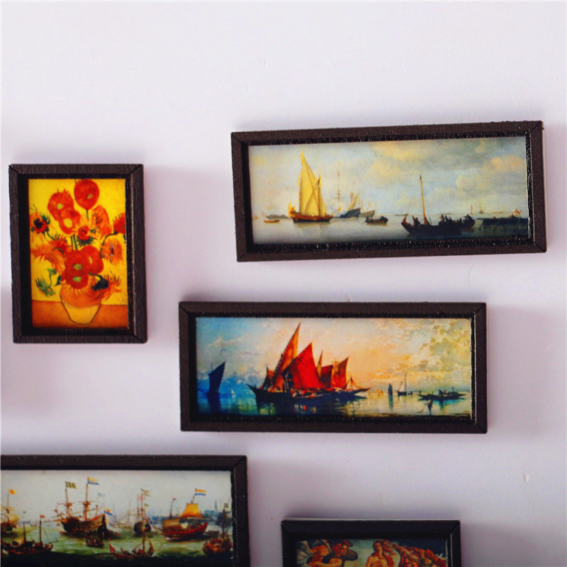 Wholesale simple name oil painting mural diy cottage furniture model Dollhouse Dollhouse miniature scene accessories