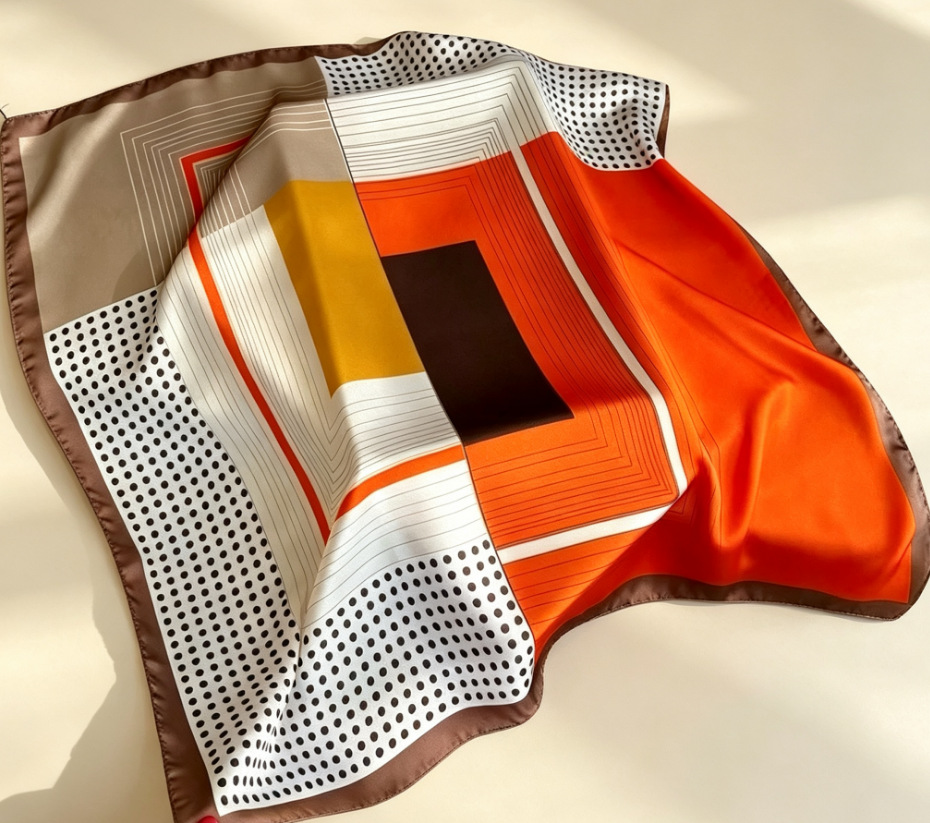 70 bufanda de seda bufanda cuadrada sentido de alta gama moda coreana salvaje profesional imitación bufanda de seda pequeña bufanda de seda con estampado retro mujer