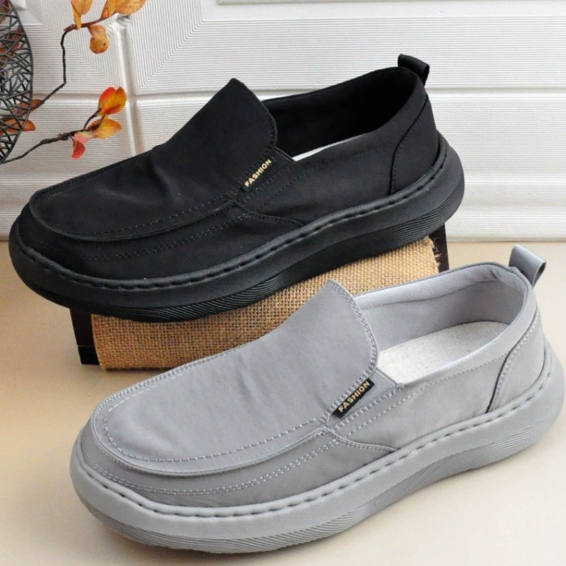 25 старых пекинских тканевых туфель, мужские туфли на плоской подошве, весенне-летние, простые, простые, на тонкой толстой подошве, быстросохнущая тканевая дышащая повседневная мужская обувь