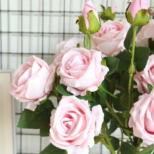 Manufacturer velvet pearl rose INS simulation flower wedding home decoration bouquet plant wall fake flower MW03337