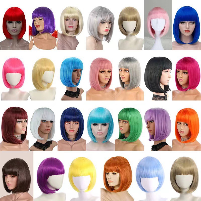 Peluca europea y americana chica de pelo corto Bobo cabeza estudiante cara redonda Linda celebridad de Internet personalidad clavícula hebilla interior cubierta del pelo
