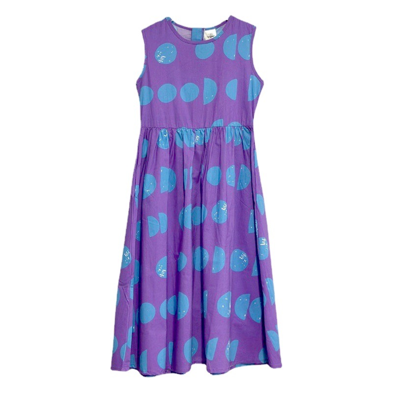 Vestido de lunares para niñas verano Polka Dot impreso algodón mediano y grande niños princesa vestido junto al mar vacaciones niños sobre la rodilla vestido
