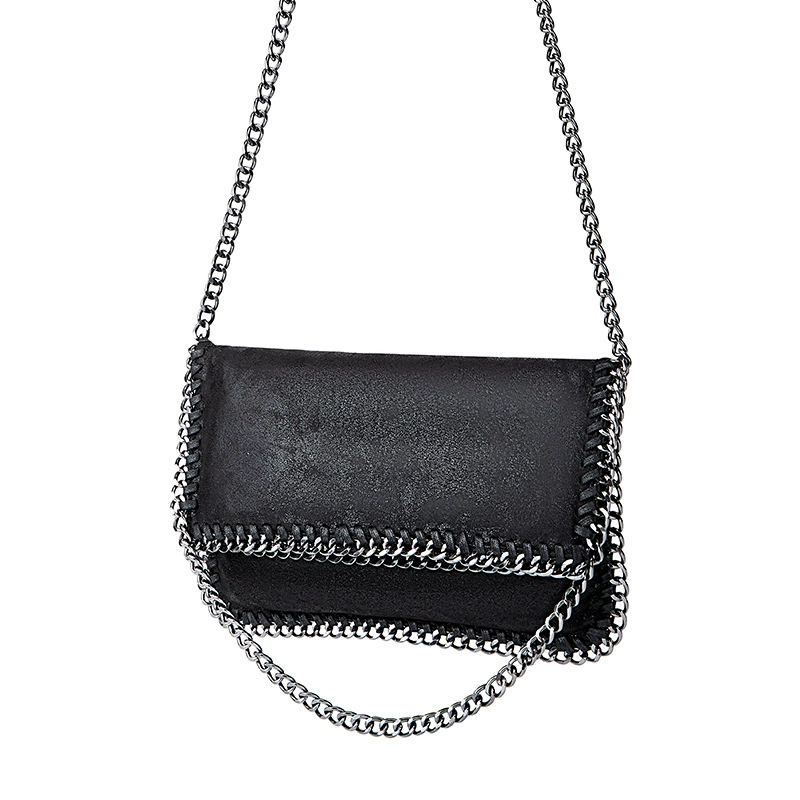 One-Shoulder Chain Bag, Small Crossbody with Metal Chain Strap, High-end Black, 32×3×19 cm