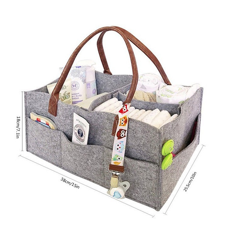 Transfronterizo en stock bolsa de pañales de fieltro grande bolsa de almacenamiento de pañales bolsa de momia bolsa de almacenamiento de pañales portátil