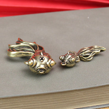 金魚大尾魚純黃銅動物魚掛件吊墜鑰匙扣男女情路小禮物純銅工藝品