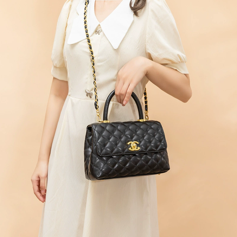 Сумка через плечо одно-ременная из натуральной кожи, стиль Chanel, цепочная сумка