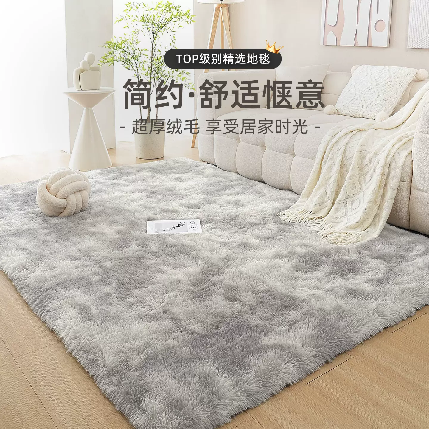 丝毛客厅地毯长毛绒卧室柔软床边毯易打理地垫大面积全铺地毯跨境
