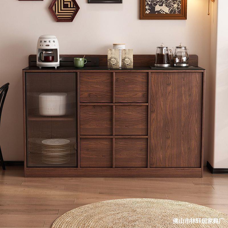 Nordic Solid Wood Sideboard Home Living Room Storage Cabinet Tea Bar Cabinet Integrated Wall-Mounted Multi-Functional Tea Cabinet Wine Cabinet