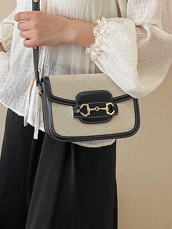 Bolso de silla de montar exquisito a juego de color retro para mujer 2025 transfronterizo nuevo bolso de mensajero de hombro casual de moda de alta calidad