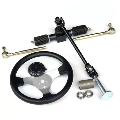 Four-wheel electric vehicle beach buggy aluminum steering gear 32-42CM steering wheel DIY modification accessories (Motorcycle frame) - 32cm-one-circle-non-retractable-universal-joint