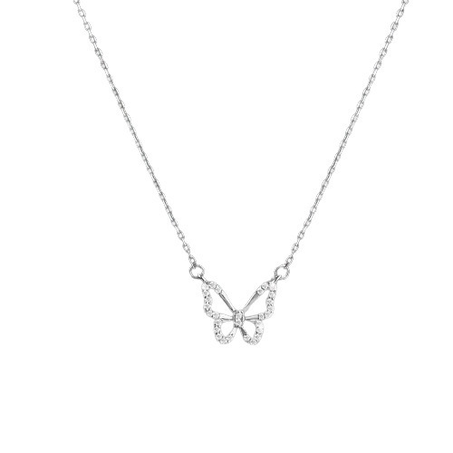 Everyday Versatile S925 Pure Silver Aquamarine Butterfly Necklace for Women, Non-Fading, Unique and Sophisticated, Light Luxury Clavicle Chain, New