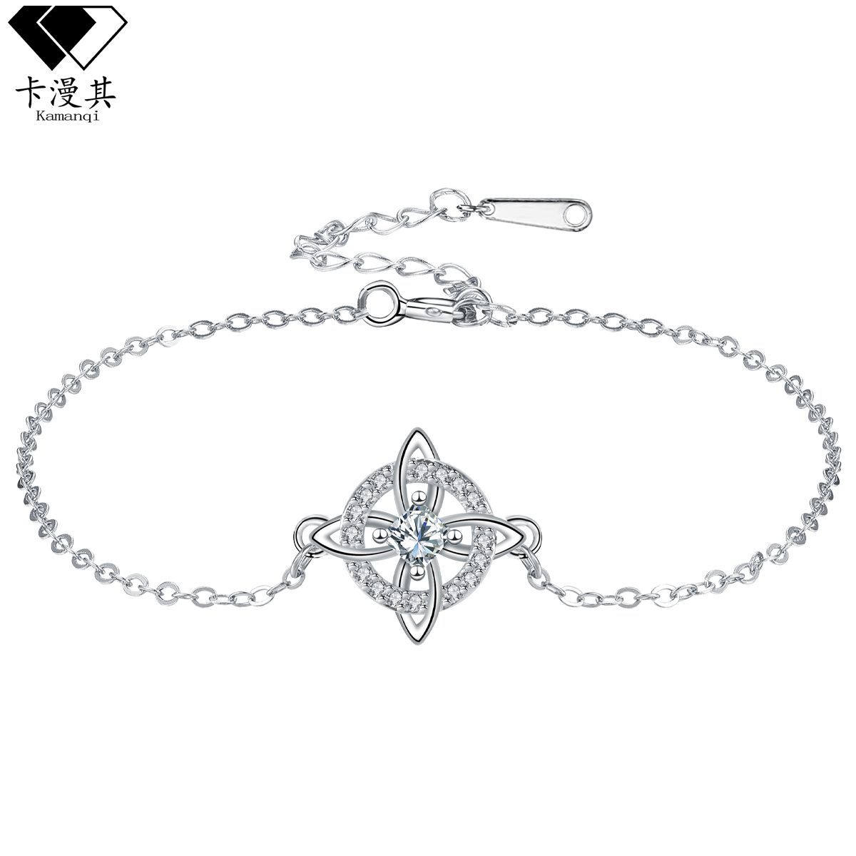 卡漫其 跨境手链欧美轻奢高级感手链女凯尔特结锆石手链厂家批发
