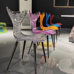 アクリルホームクリスタルダイニングチェア人魚椅子水晶クリエイティブデザインレジャー家庭用アートネット魚尾椅子