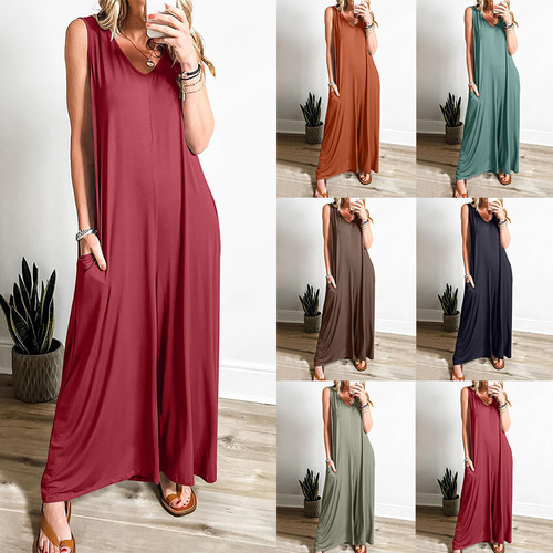 Temu Summer Fresh Casual Women's Pocket Bodysuit Thin Bodysuit for Amazon Independent Store