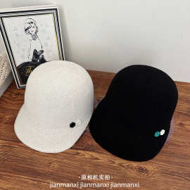 拼色花朵小纽扣装饰圆顶马术帽子女26春夏新款好戴不挑人骑士帽