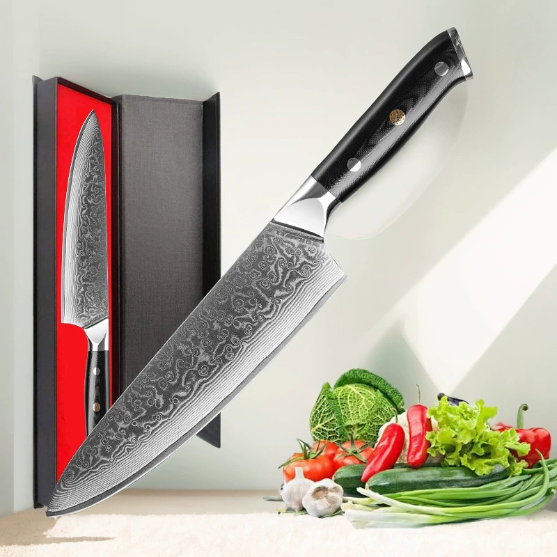 Домашний Damascus боевые мечи Меч G10 рукоять нарезка мяса кухонный шеф нож кухонный рисунок