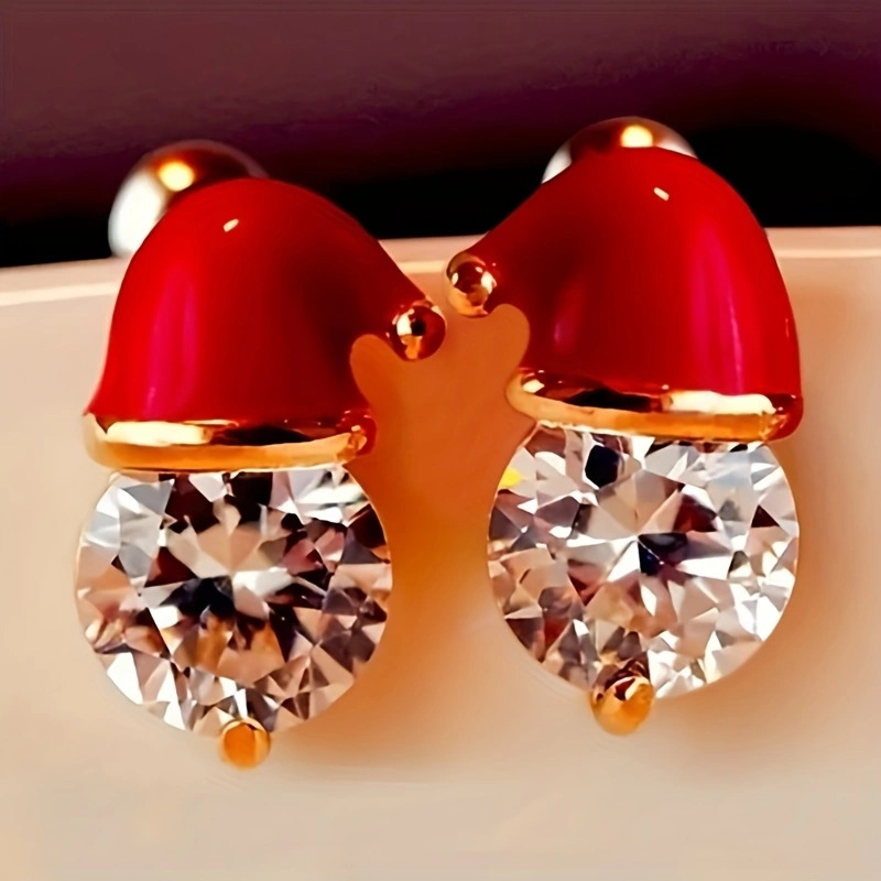 nouvelles boucles d'oreilles de Noël pour l'automne et l'hiver Boucles d'oreilles simples de Noël Boucles d'oreilles chapeau de Noël de style mignon_voghion.com