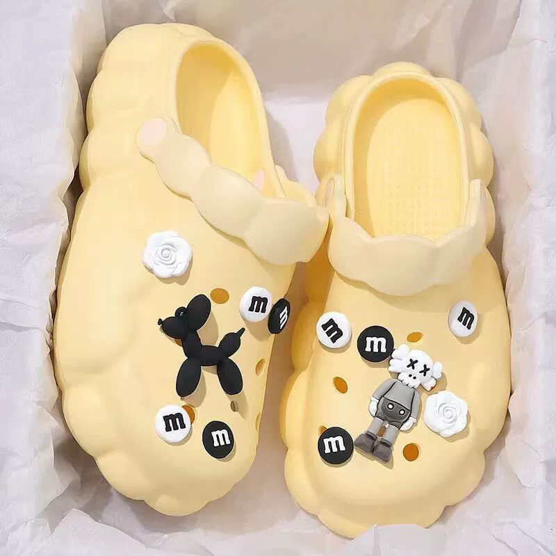 Женские туфли с прорезями на толстой подошве, Летние Новые противоскользящие сандалии и тапочки без шнуровки с увеличенным закрытым носком, женские сандалии и тапочки оптом