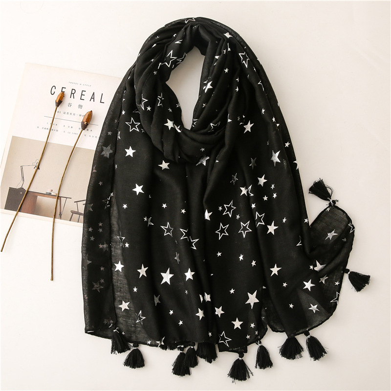 Wholesale Retro Black Five-pointed Star Tassel Shawl Nihaojewelry display picture 3