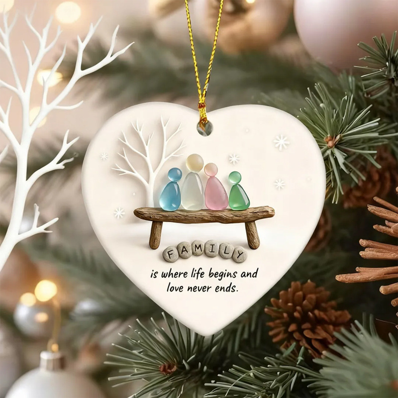 跨境圣诞树装饰品Seaglass Heart Ornament 圣诞节装饰品圣诞礼物|undefined