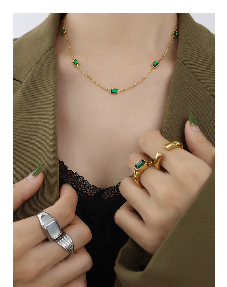304 Stainless Steel Material Geometric Pattern Wholesale Jewelry Fashion Geometric 304 Stainless Steel 18K Gold Plated Plating Necklace