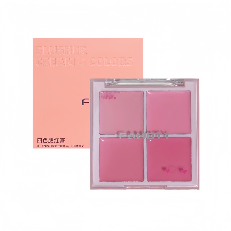 FAMTOY四色腮红膏显白裸妆自然持久平价化妆品腮红盘多用膏跨境|undefined