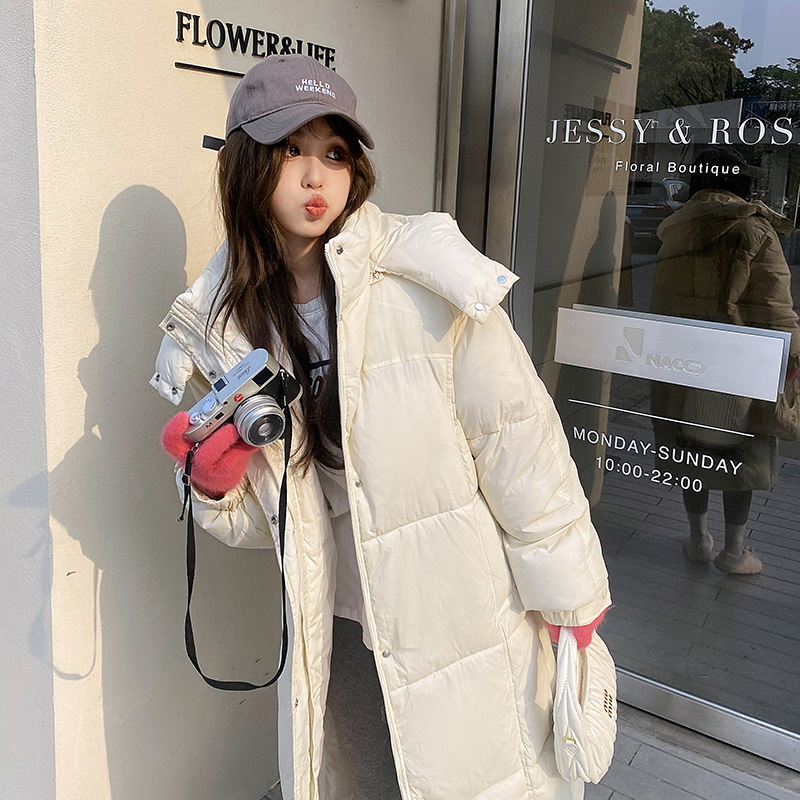 Invierno de nuevo estilo coreano engrosado y suelto con capuzas sobre la rodilla calentamiento de la ropa de pan de algodón