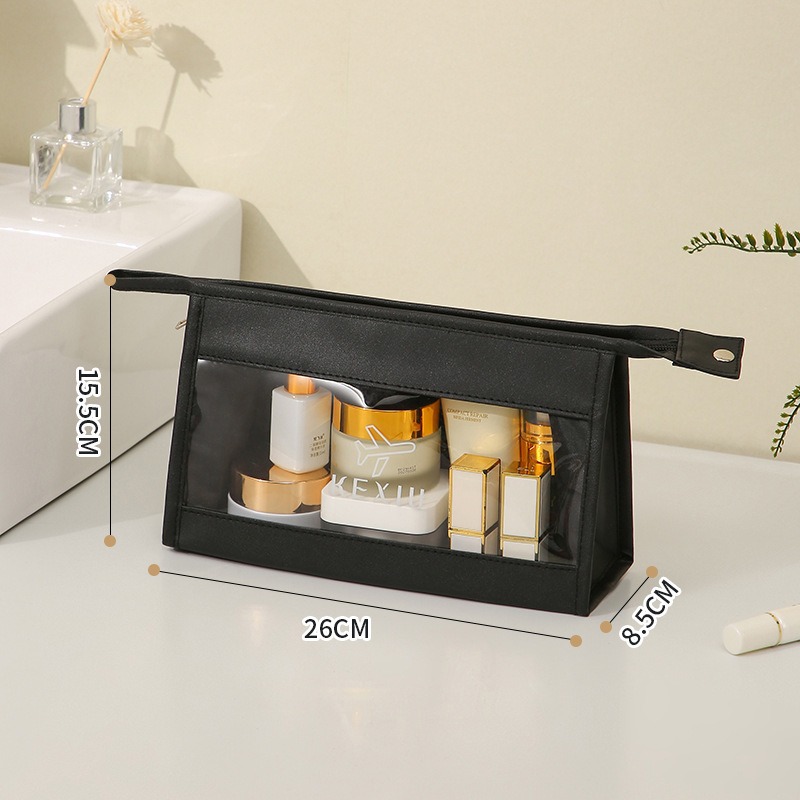 Bolsa de lavado de PVC transparente portátil de un solo hombro bolsa de separación seca y húmeda baño baño impermeable bolsa de almacenamiento de maquillaje de gran capacidad