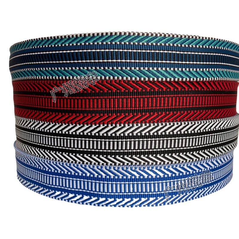 Suministro directo de fábrica bohemio contraste color poliéster jacquard cinta correa de hombro cinturón de libro bolsa cinturón Tejido estilo étnico