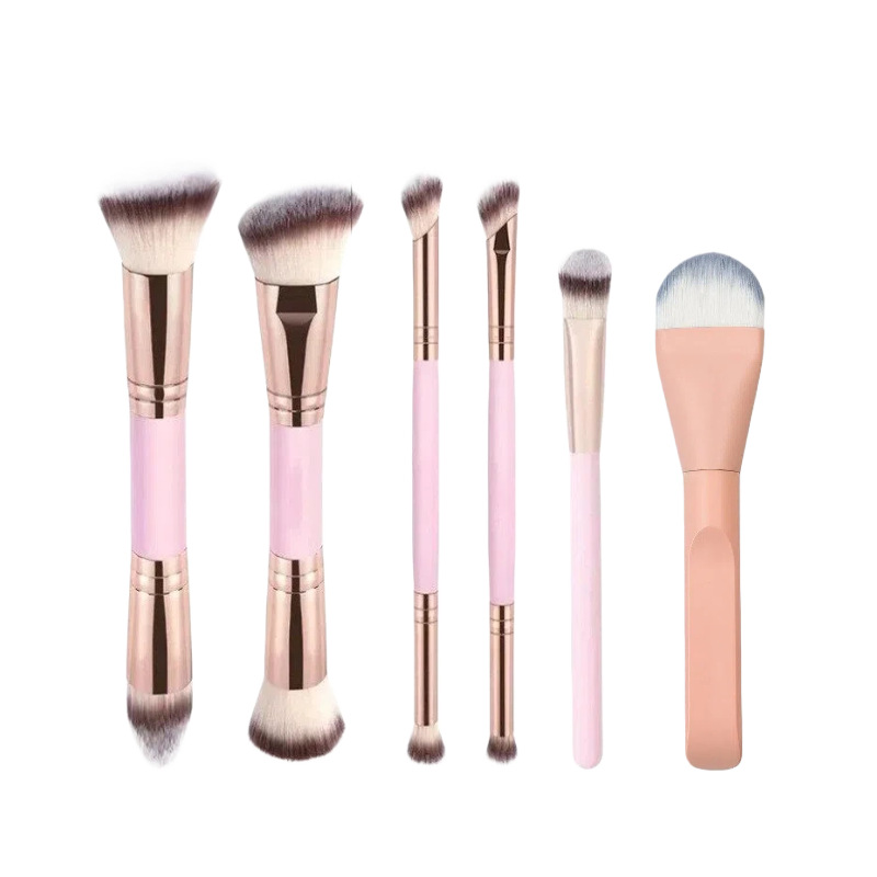 Juego de Brochas de Maquillaje de Doble Cabezal Plástico PS Maquillaje Facial para Maquillaje