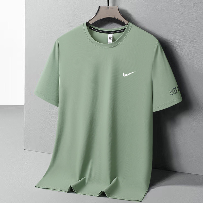 2026 New Summer Ice Silk Short-Sleeved Men's T-Shirt Fashionable Round Neck Casual Trendy Brand Men's Breathable Quick-Drying T-Shirt