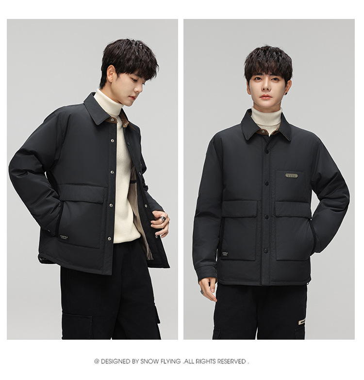 Men's Down Jacket Lapel Collar Warm Casual Winter Coat For Men_voghion.com