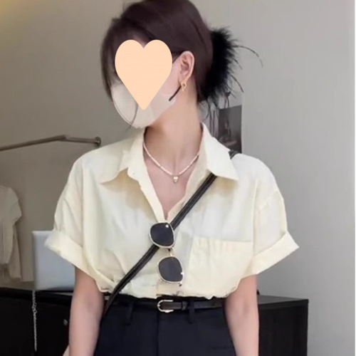 Women's Summer Raspberry Powder Short Sleeve Shirt Loose Chic Youthful Design Small Batch Unique Blouse