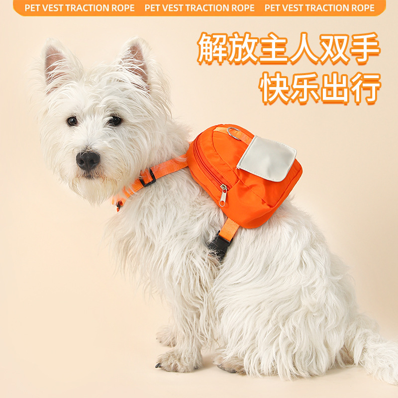 Mochila de mascotas portátil para perros, auto-portador, gato pequeño, corky, cinturón de pecho, mochila, cuerda de tracción para pasear perros