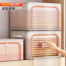 家用大容量衣物收纳箱可折叠透明PVC夹网布钢架箱卧室整理收纳筐