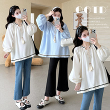 孕妇衬衫2025秋季新款孕妇韩版长袖民族风甜美气质减龄娃娃衫上衣