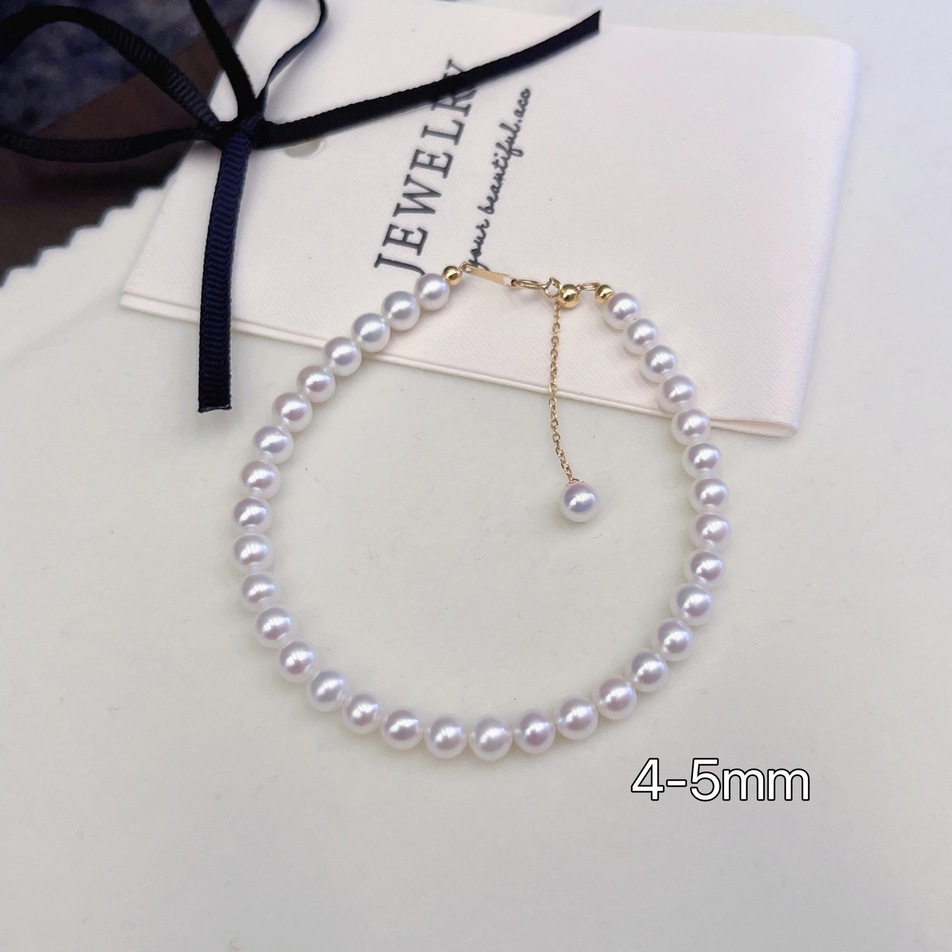 4-5mm(18K 골드) 담수 라운드 진주 팔찌