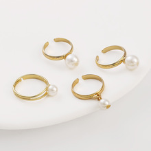 铜制14K包金保色半孔珠托平托戒指手工diy绕线戒指托材料首饰配件