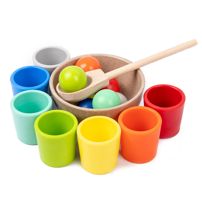 Mont 's educativo para bebés abrazadera de bola abrazadera de cuentas juguetes de emparejamiento de color niños educación temprana cognitiva taza de clasificación de color