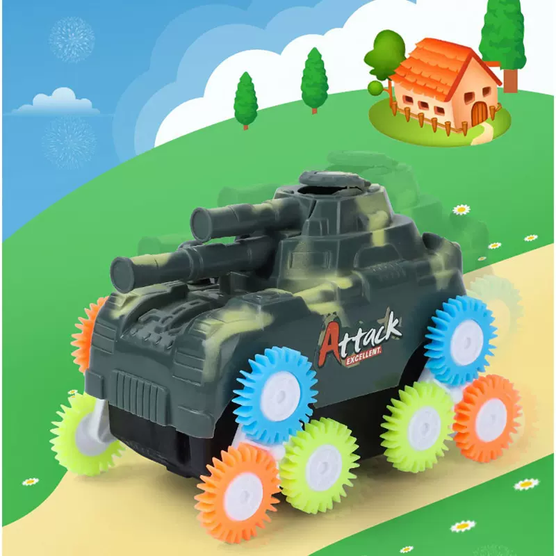 跑江湖蜜蜂翻斗车 特技军事坦克电动玩具 翻滚车地摊货源玩具批发