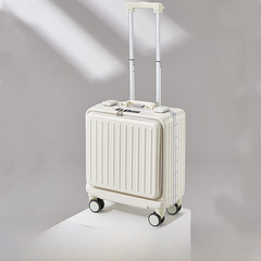 Aluminum Frame Front Opening Female Luggage, Dropshipping 18-inch Roller Travel Suitcase, Swivel Wheels, Carry-on Suitcase, Durable