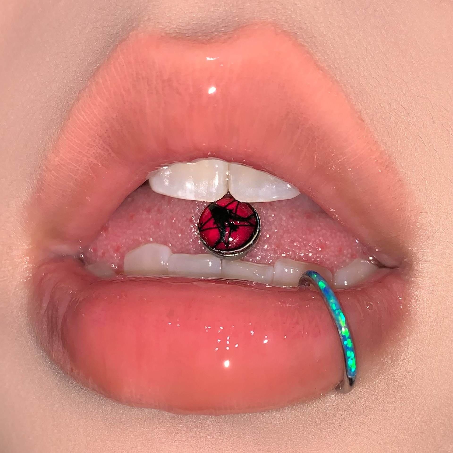 Labret piercing jewelry detail image