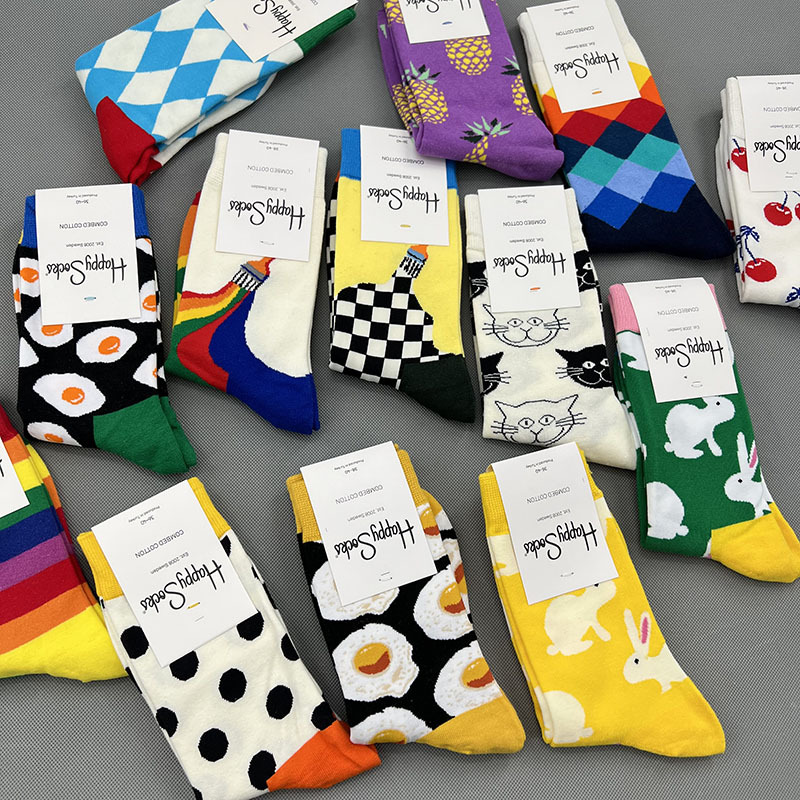 happysocks小紅書推薦女中筒襪瑞典潮牌旗艦店HS百搭四季款襪批發
