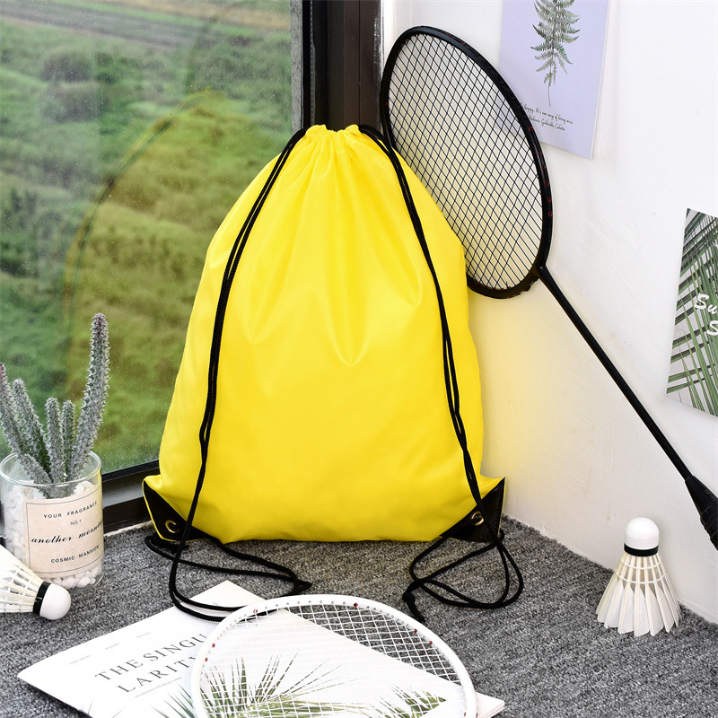 210d bolsa de cordón de poliéster Oxford mochila de cordón de tela en stock bolsa de publicidad de entrenamiento para estudiantes impresión personalizada