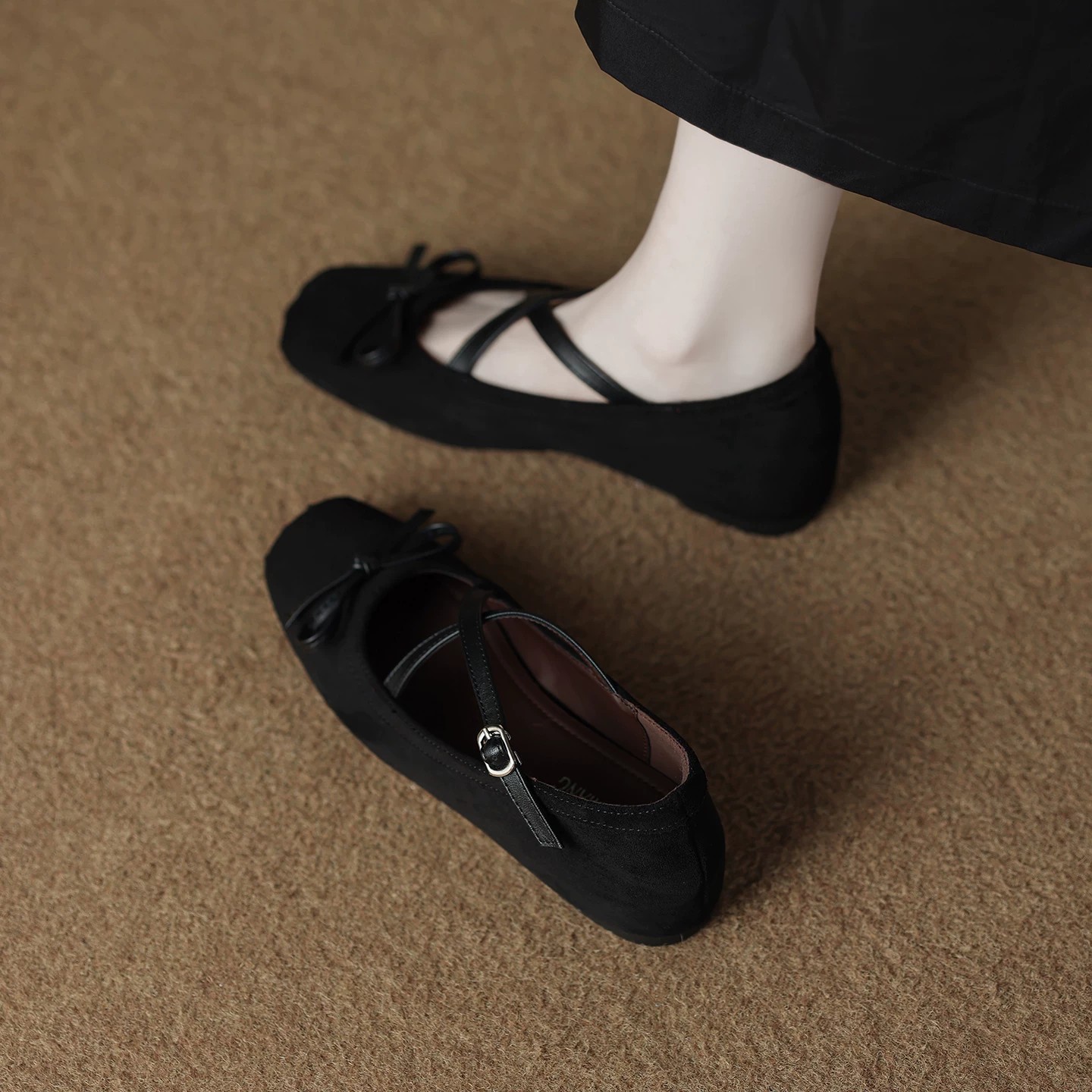 Vintage suave falda de hadas de talón bajo arco cuadrado con zapatos de una sola mujer 2026 nuevos zapatos de moda