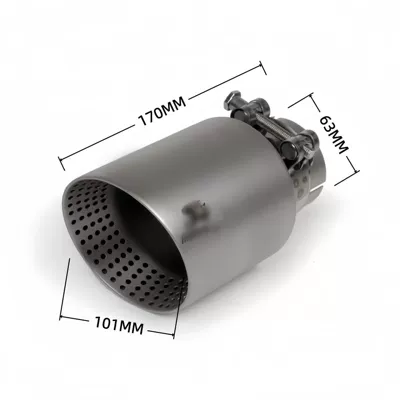 Suitable for golf sandblasted mesh silencer tailpipe, car modification AK stainless steel exhaust tip (Exhaust pipe) - 02-101a101mm63-interface-sandblasting